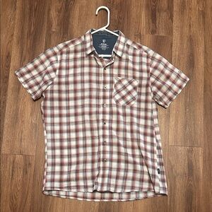 Kuhl Men’s Red and White Plaid Button Down Shirt Medium see photos